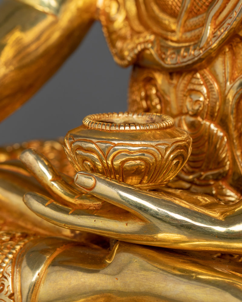 Crown Shakyamuni Buddha on Throne | A Regal Representation in 24K Gold