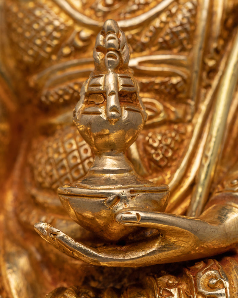 Guru Rinpoche Gold Gilded Statue | A Spiritual Beacon in 24K Gold