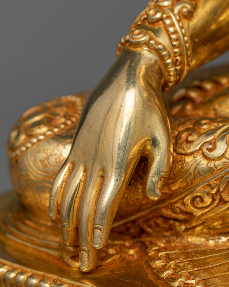 Crown Shakyamuni Buddha Gilt Statue | Divine Wisdom in 24K Gold