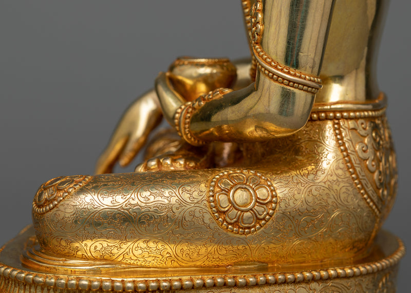 Crown Shakyamuni Buddha Gilt Statue | Divine Wisdom in 24K Gold