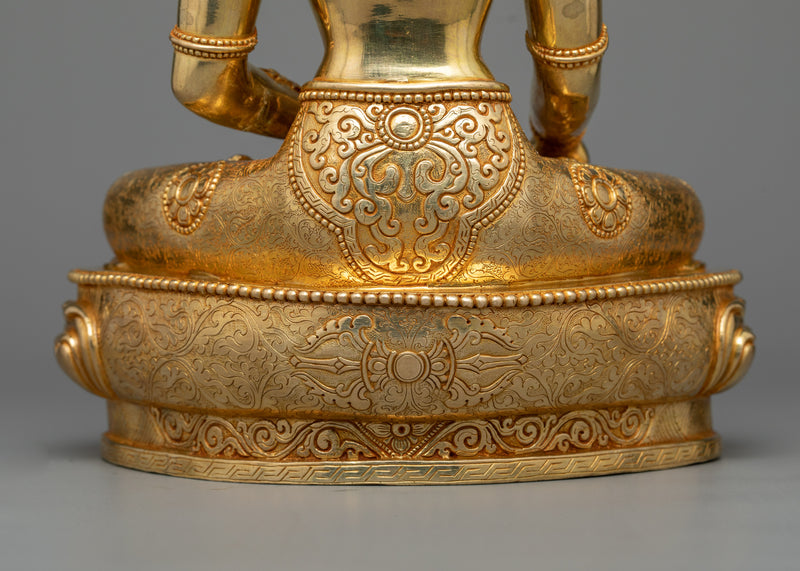 Crown Shakyamuni Buddha Gilt Statue | Divine Wisdom in 24K Gold