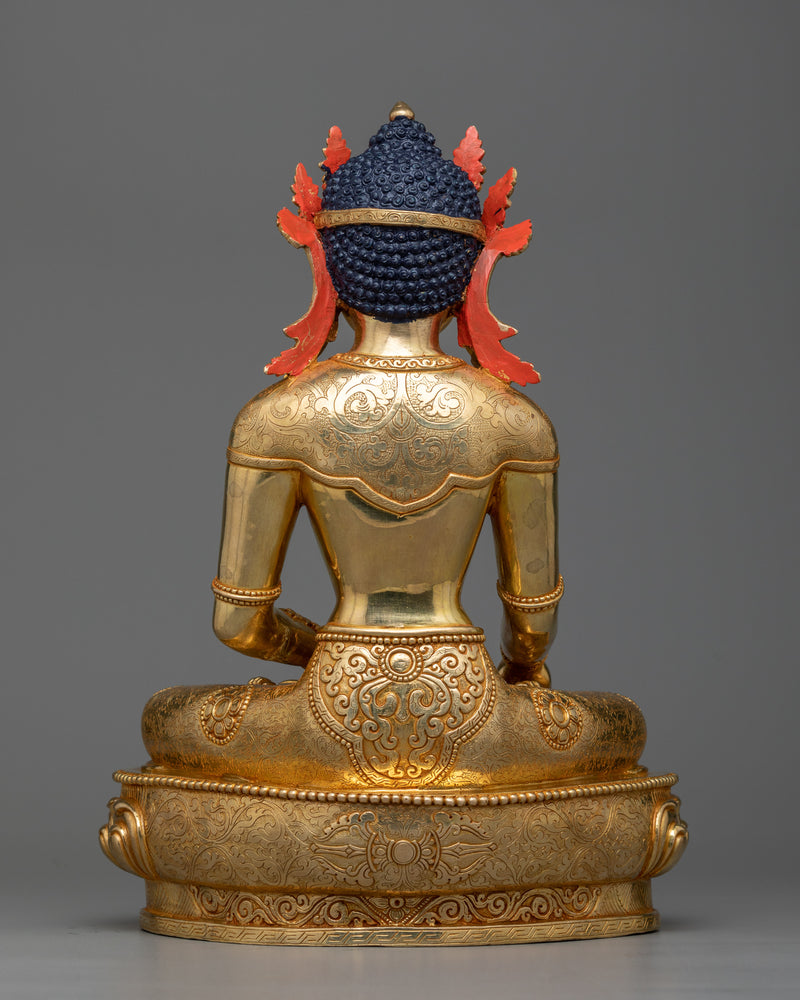 Crown Shakyamuni Buddha Gilt Statue | Divine Wisdom in 24K Gold