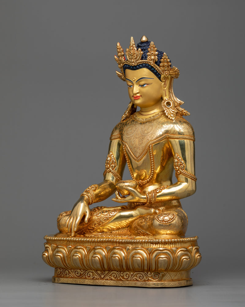 crown-shakyamuni-buddha-gilt statue