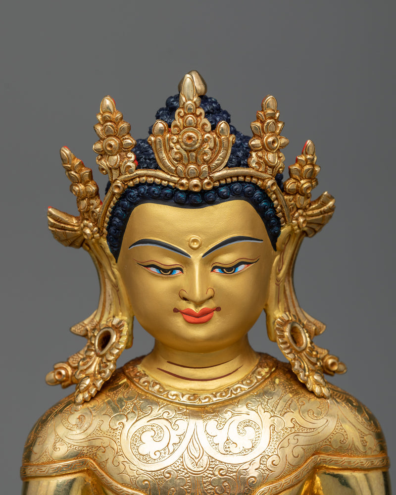 crown-shakyamuni-buddha-gilt statue