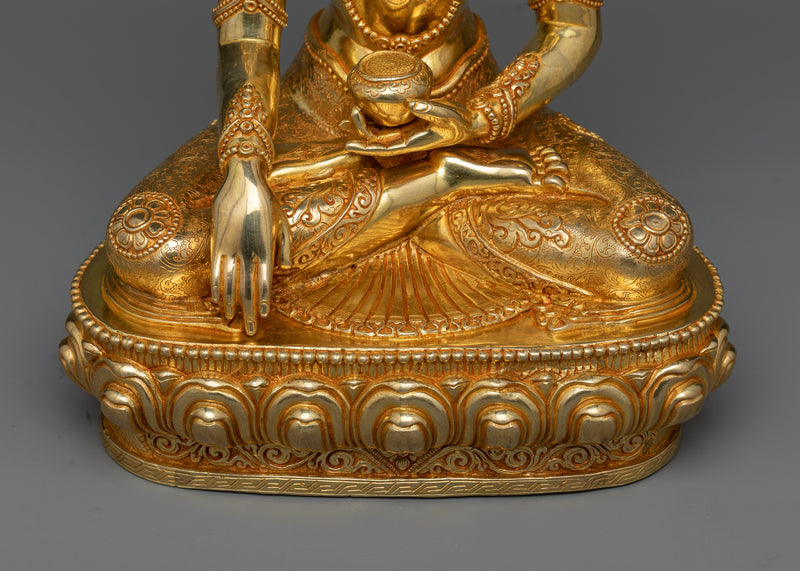 Crown Shakyamuni Buddha Gilt Statue | Divine Wisdom in 24K Gold