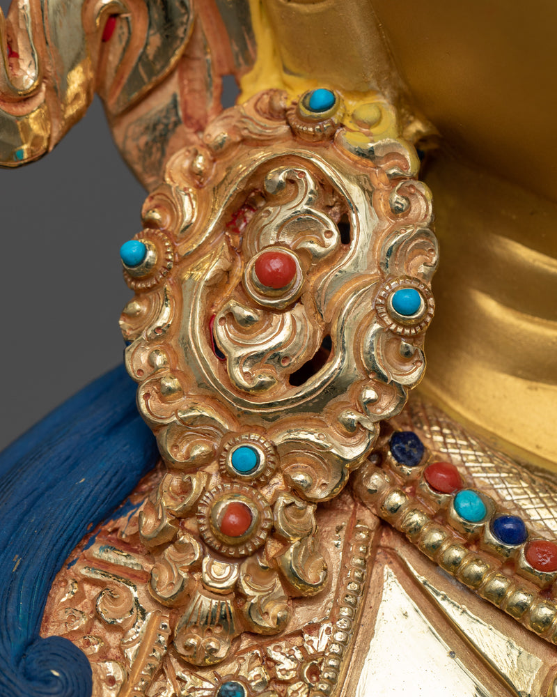 Guru Rinpoche Gold Gilded Sculpture | A Beacon of Tantric Wisdom