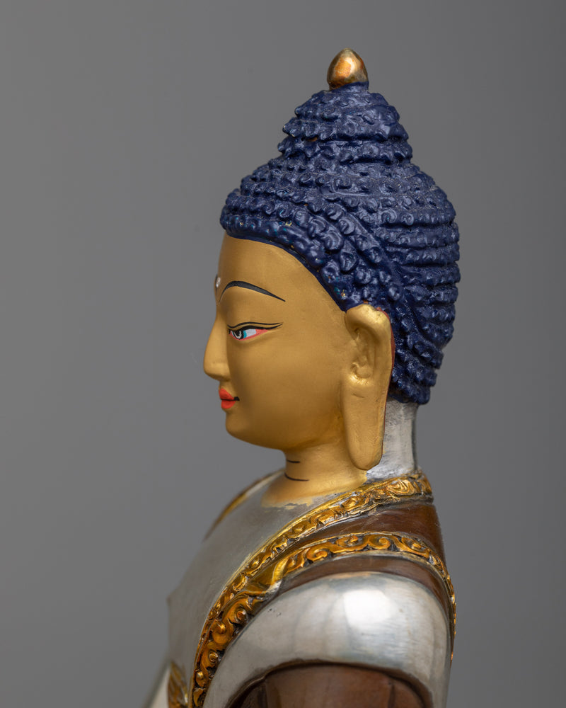 Shakyamuni Tathagata Statue | A Harmonious Blend of Silver and Oxidized Copper