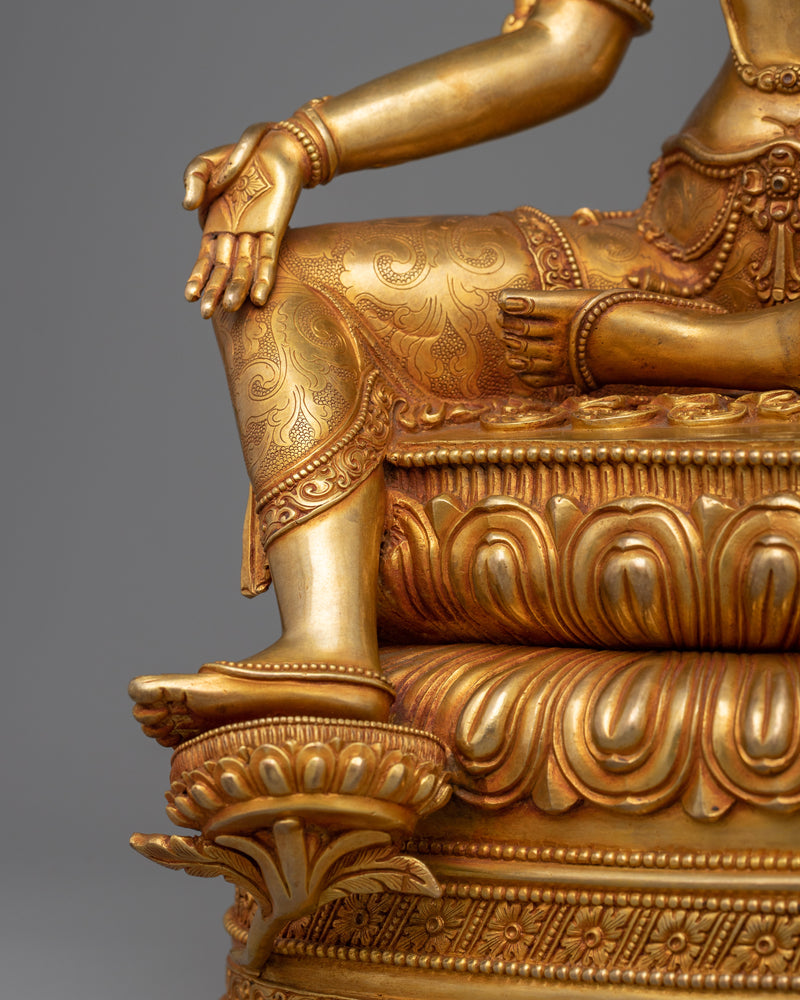 Arya Green Tara Sculpture | A Resplendent Vision in 24K Gold