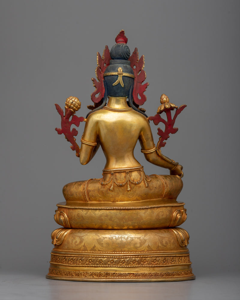 Arya Green Tara Sculpture | A Resplendent Vision in 24K Gold