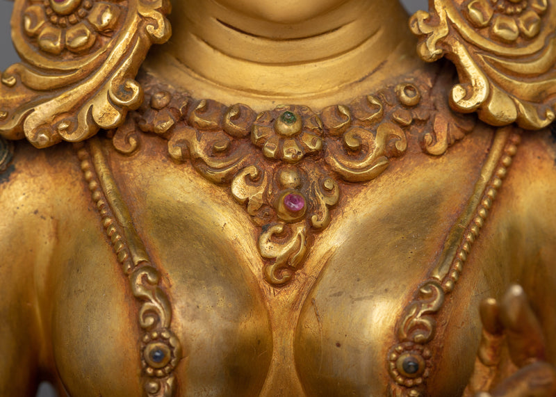 Arya Green Tara Sculpture | A Resplendent Vision in 24K Gold