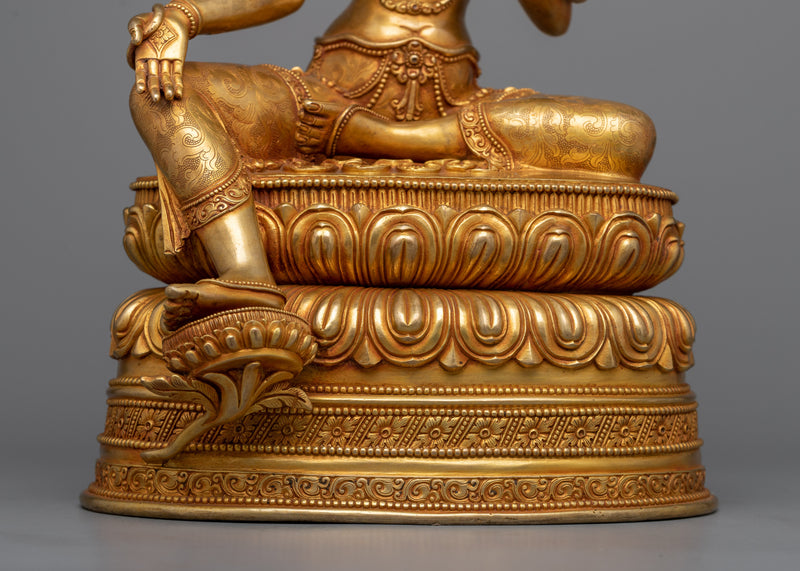 Arya Green Tara Sculpture | A Resplendent Vision in 24K Gold