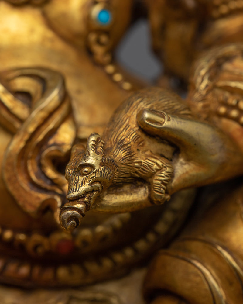 White Dzambhala on Dragon Statue | A Gleaming Symbol of Prosperity