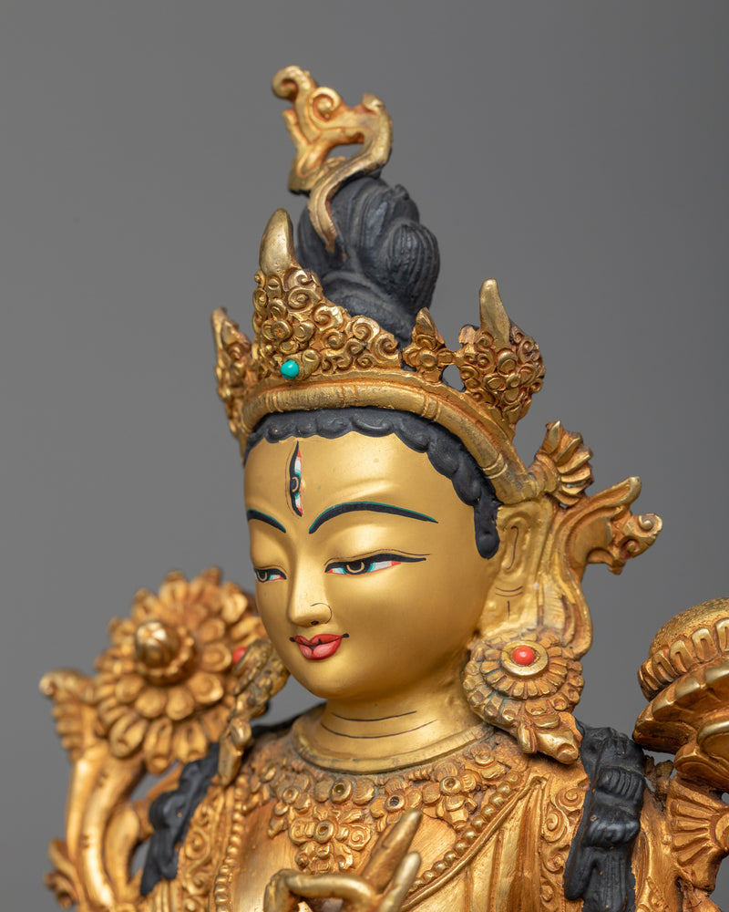 Tara with Seven Eyes Statue | A Symbol of Omniscient Compassion in 24K Gold