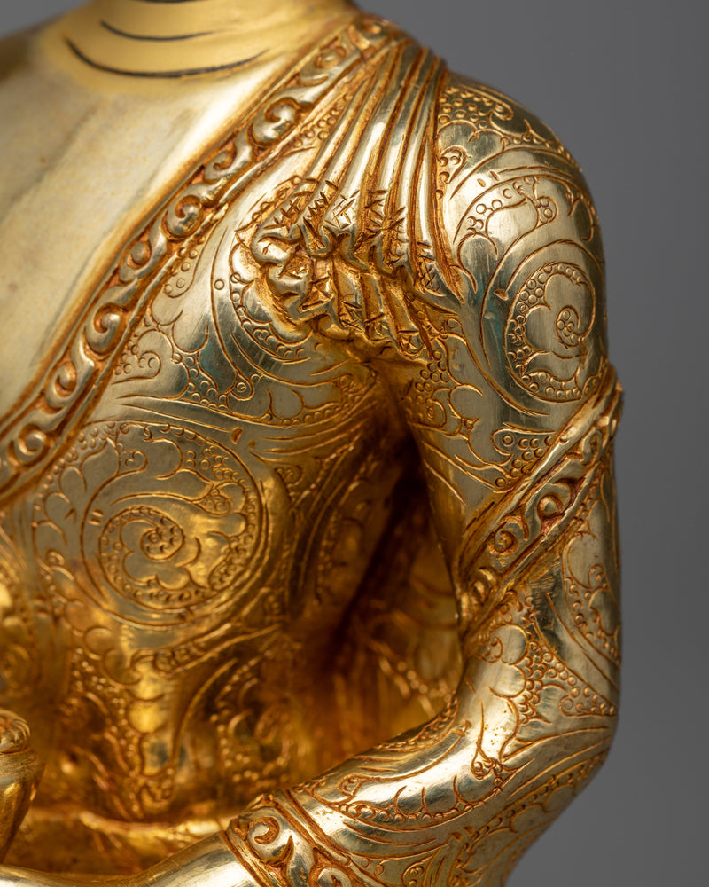 Shakyamuni Sculpture | A 24K Gold Gilded Reflection of Enlightenment