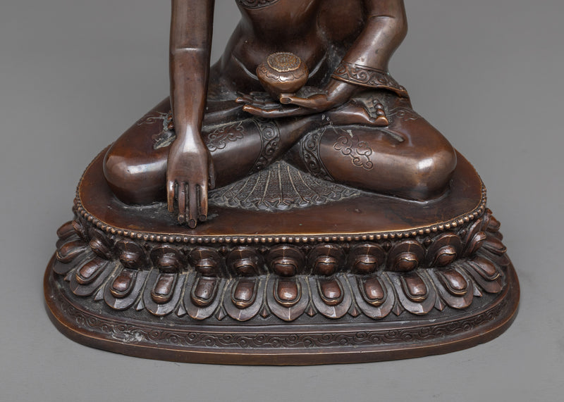 Enlightened Buddha Sculpture | An Oxidized Copper Emblem of Awakening