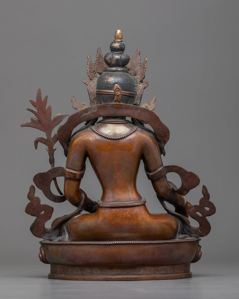 Tibetan Vasudhara Goddess Statue | An Oxidized Copper Icon of Abundance