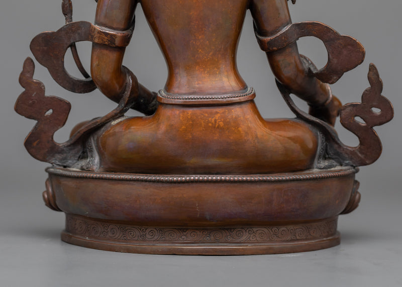 Tibetan Vasudhara Goddess Statue | An Oxidized Copper Icon of Abundance