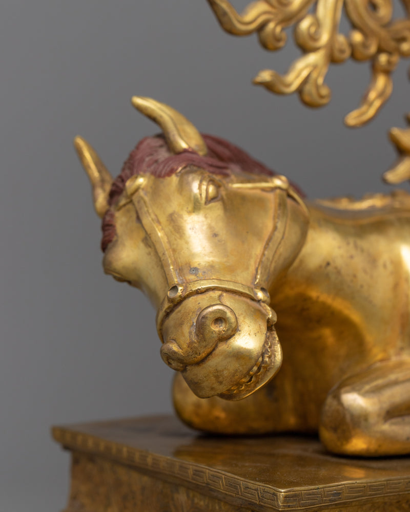 Ratnasambhava Buddha on Horse Statue | A Majestic 24K Gold Gilded Masterpiece