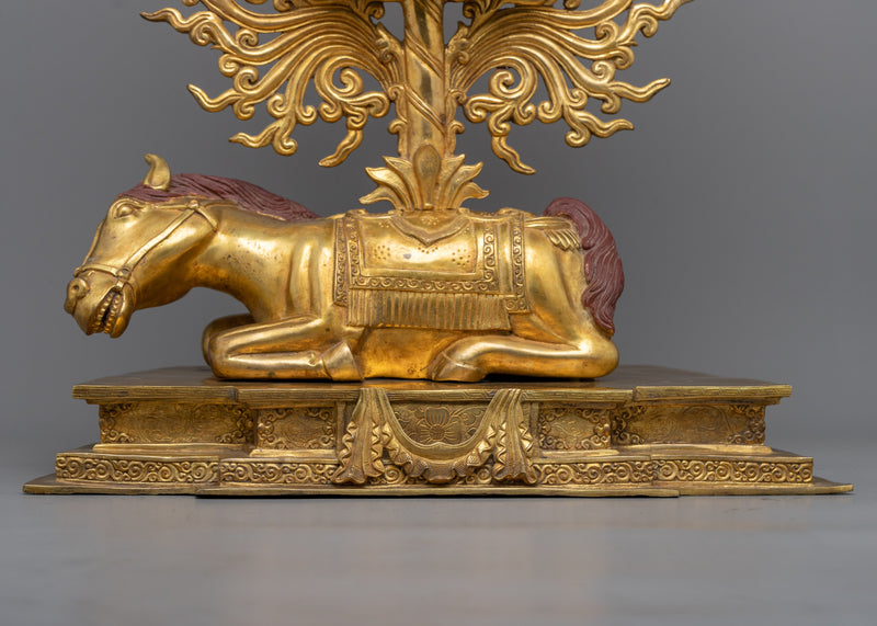 Ratnasambhava Buddha on Horse Statue | A Majestic 24K Gold Gilded Masterpiece