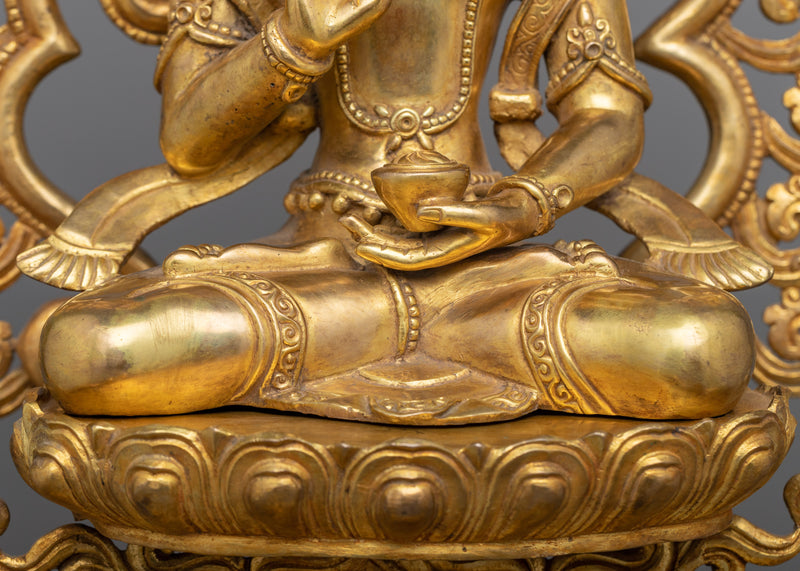 Amoghasiddhi Buddha on Garuda Statue | An 24K Gold Gilded Masterpiece