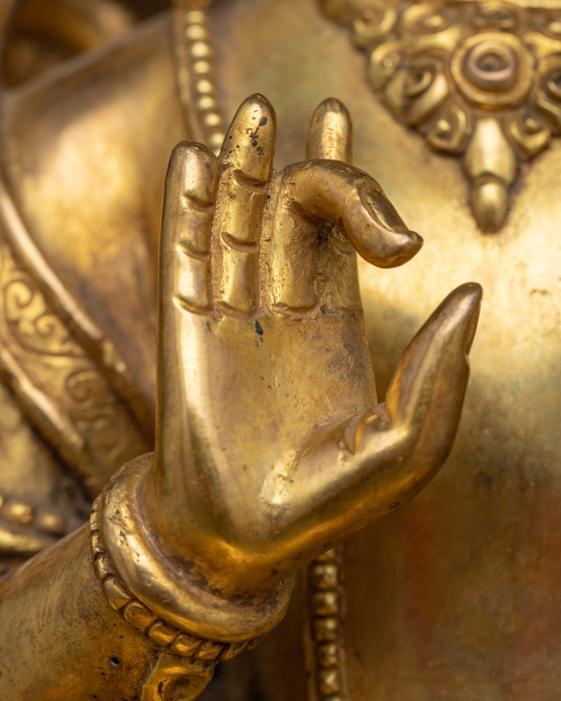 Amoghasiddhi Buddha on Garuda Statue | An 24K Gold Gilded Masterpiece