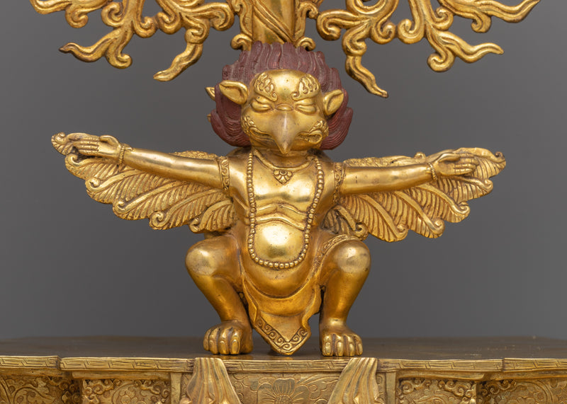 Amoghasiddhi Buddha on Garuda Statue | An 24K Gold Gilded Masterpiece