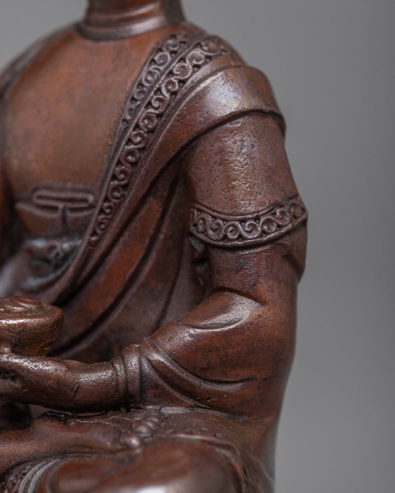 Shakyamuni Buddha Statue | A Compact Oxidized Copper Representation of Enlightenment