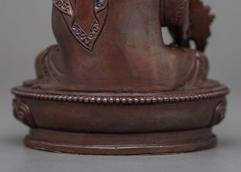 Machine-Made Medicine Buddha Statue | A Compact Oxidized Copper Symbol of Healing