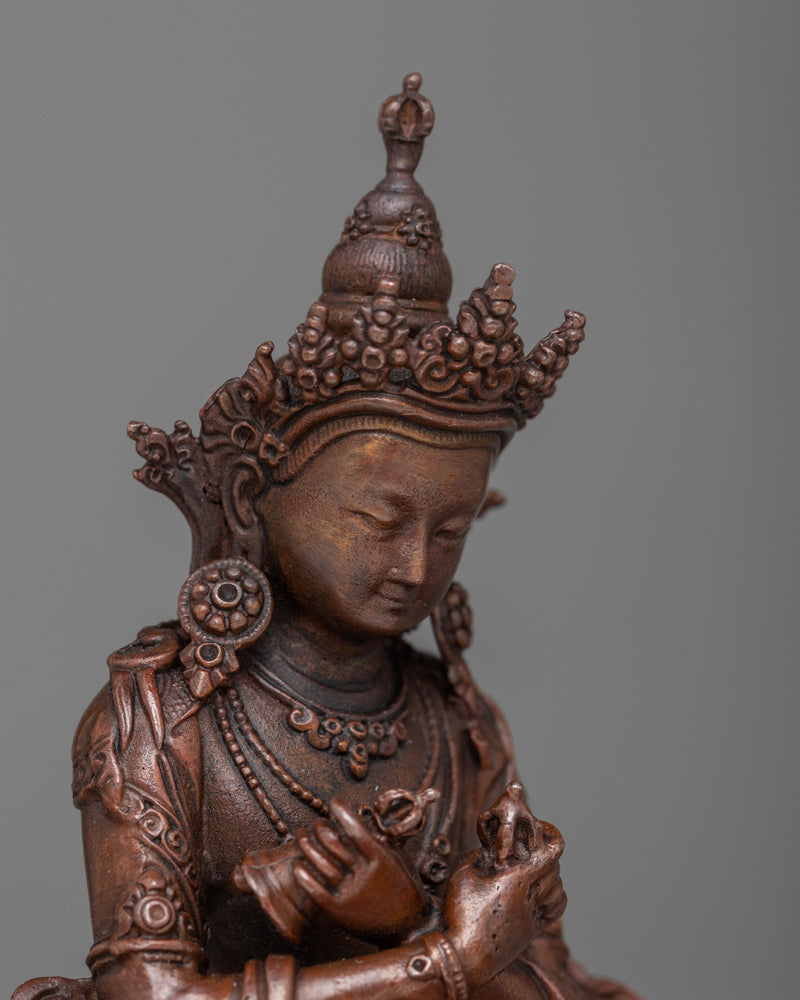 Machine-Made Vajradhara Statue | A Compact Oxidized Copper Emblem of Primordial Buddha