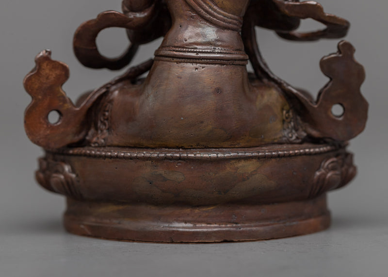 Machine-Made Vajradhara Statue | A Compact Oxidized Copper Emblem of Primordial Buddha