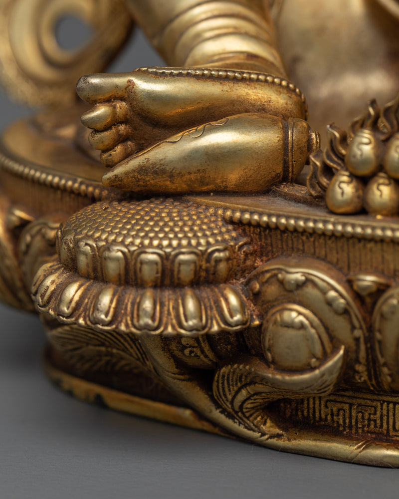 Regal Dzambhala Wealth Deity Statue | Lustrous Gold Electroplating