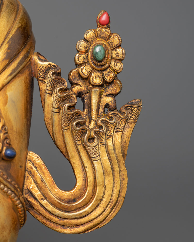 Serene Dorje Chang Statue | Antique Gold Gilded Mastery