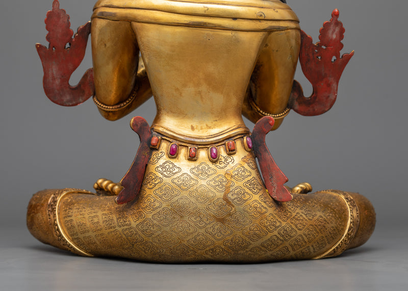 Serene Dorje Chang Statue | Antique Gold Gilded Mastery