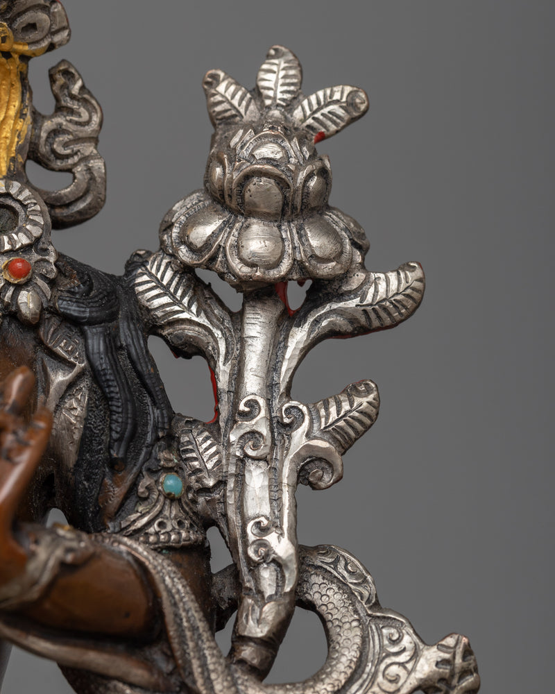 Serene Green Tara Statue | Silver-Plated Embellishment