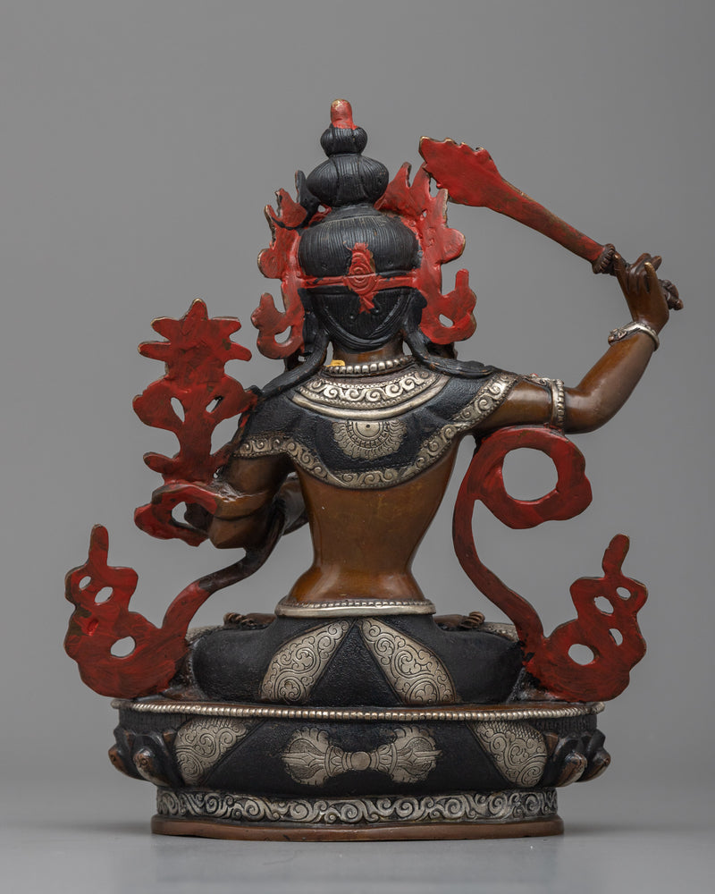 8.6 Inch Manjushri Statue | Beacon of Transcendent Wisdom in Silver