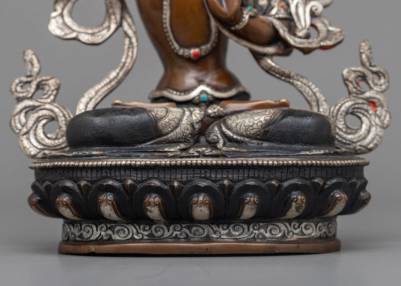 8.6 Inch Manjushri Statue | Beacon of Transcendent Wisdom in Silver