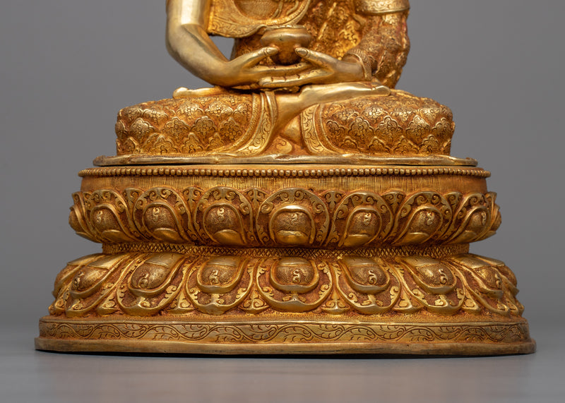 Beautiful Carved Amitabha Buddha Statue | 24K Gold Gilded Elegance