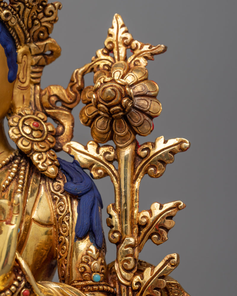 Ethereal White Tara Statue | 24K Gold Gilded Vision of Compassion