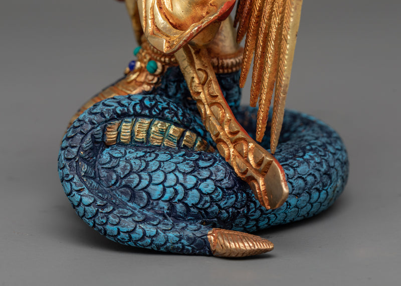 Naga Kanya Beautiful Statue | Gold Gilded Symbol of Serpentine Grace