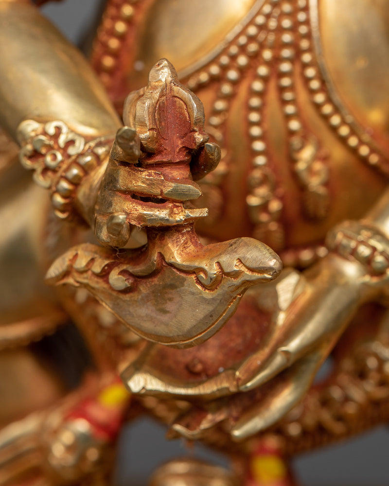 Vajrabhairava Yamantaka Statue | Majestic 24K Gold Gilded Icon