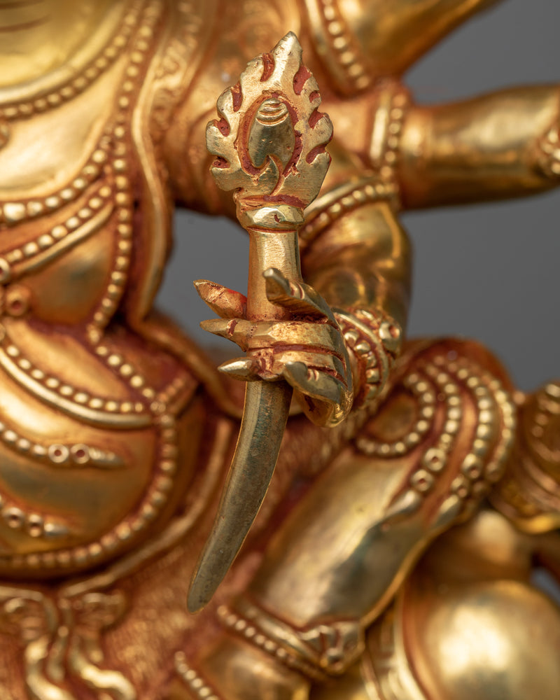 Pehar Gyalpo Statue | Guardian Deity in 24K Gold Gilded Splendor