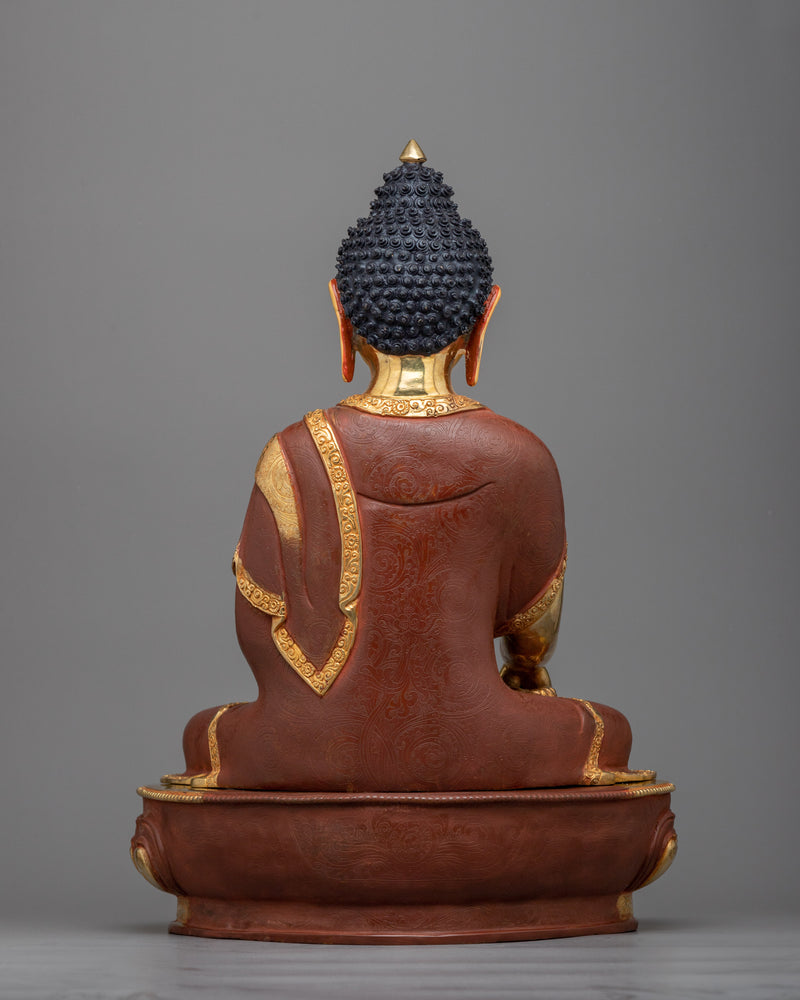 Shakyamuni Buddha Sculpture | Oxidized Copper with 24K Gold Gilding