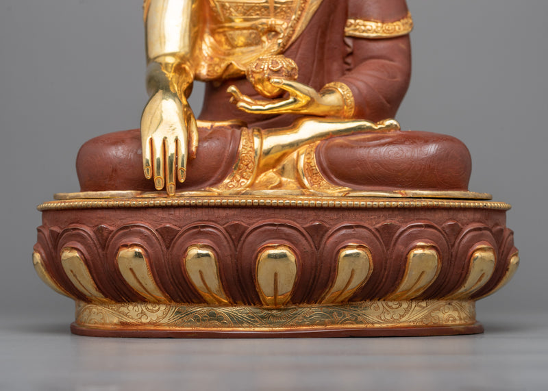 Shakyamuni Buddha Sculpture | Oxidized Copper with 24K Gold Gilding