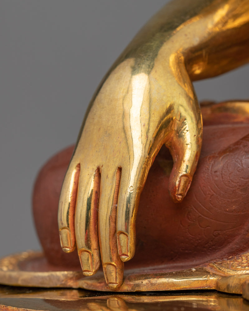 Shakyamuni Buddha Sculpture | Oxidized Copper with 24K Gold Gilding