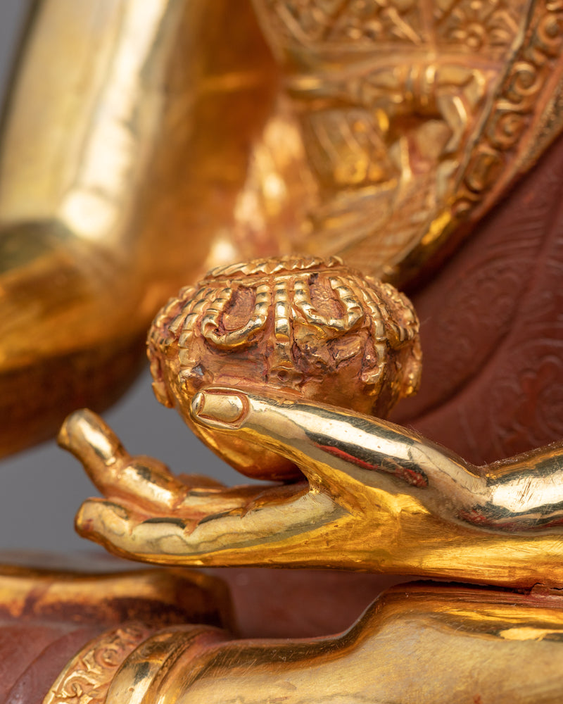 Shakyamuni Buddha Sculpture | Oxidized Copper with 24K Gold Gilding