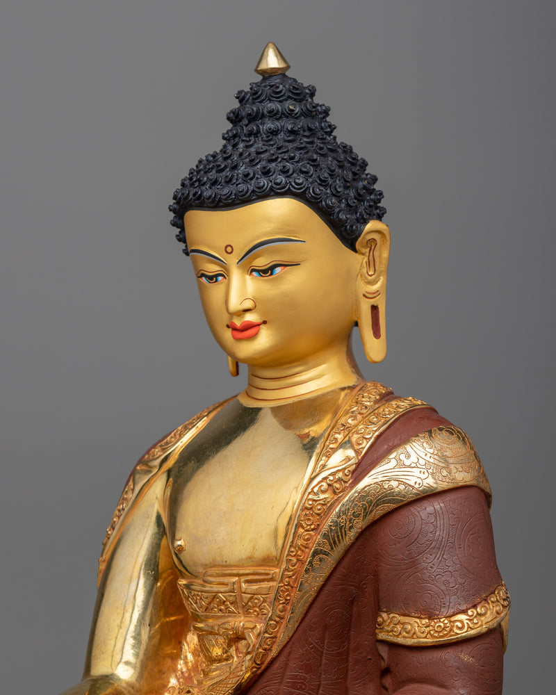 Shakyamuni Buddha Sculpture | Oxidized Copper with 24K Gold Gilding