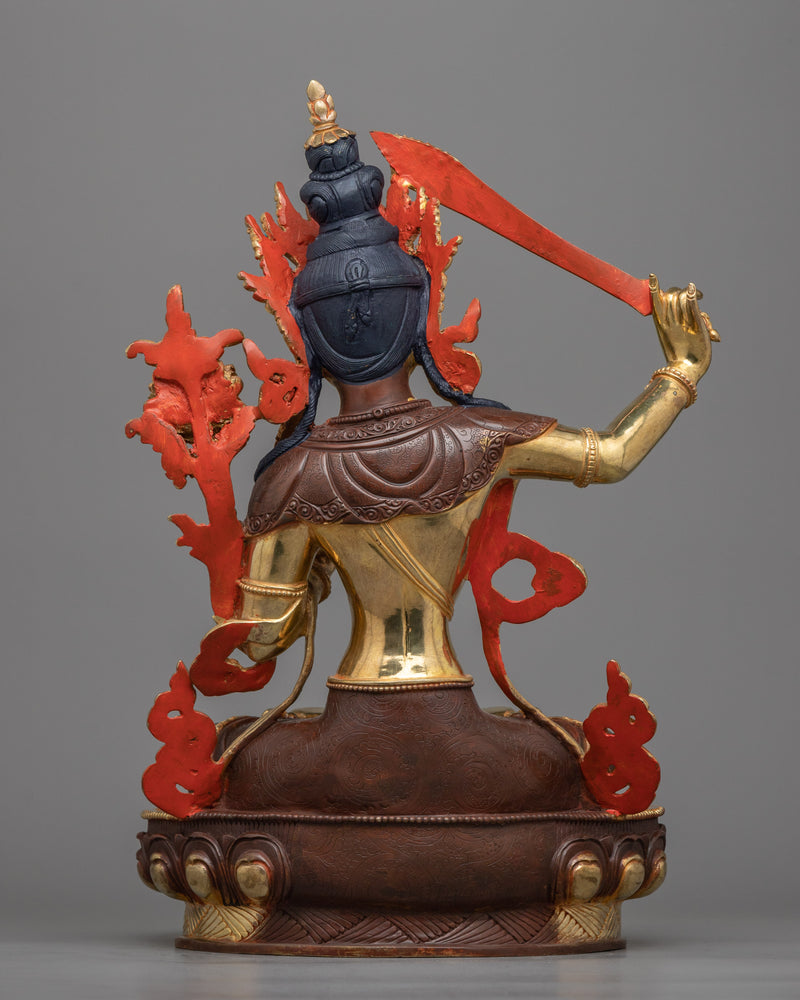 Wisdom God Manjushri Statue | 24K Gold Gilded Emblem of Wisdom