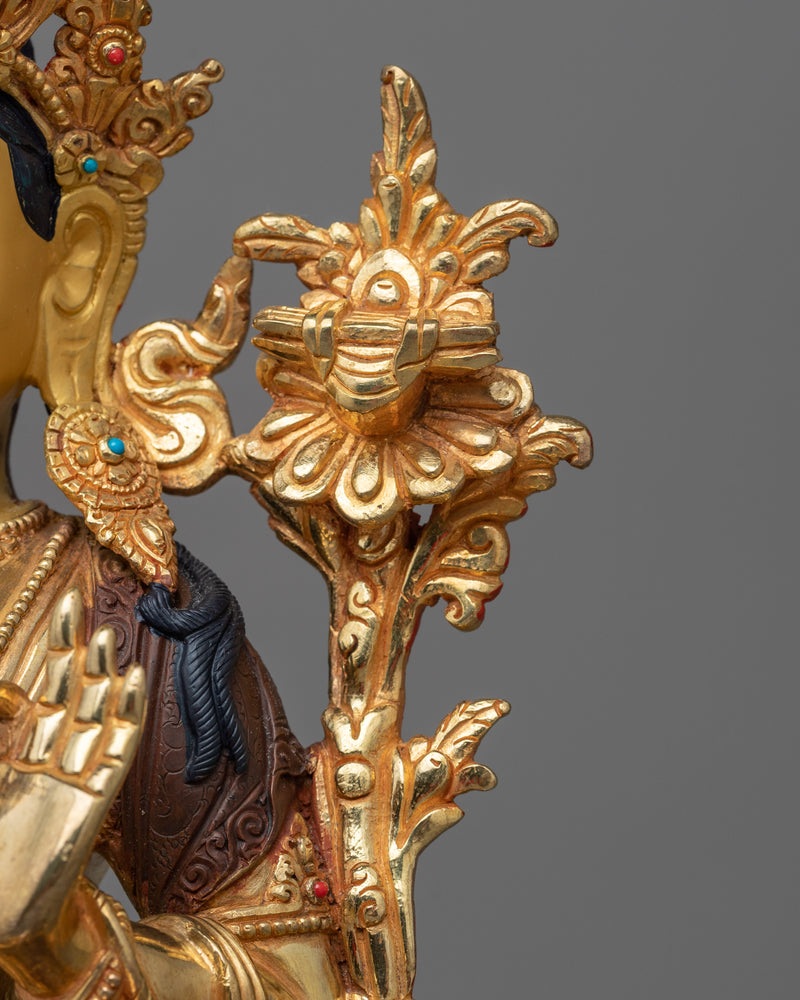 Wisdom God Manjushri Statue | 24K Gold Gilded Emblem of Wisdom