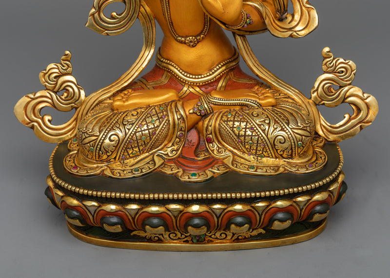 Manjushri Sacred Sculpture | 24K Gold Gilded Embodiment of Wisdom