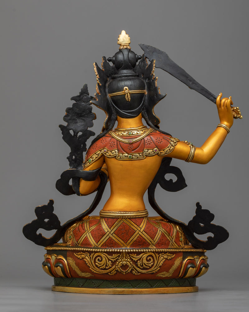 Manjushri Sacred Sculpture | 24K Gold Gilded Embodiment of Wisdom